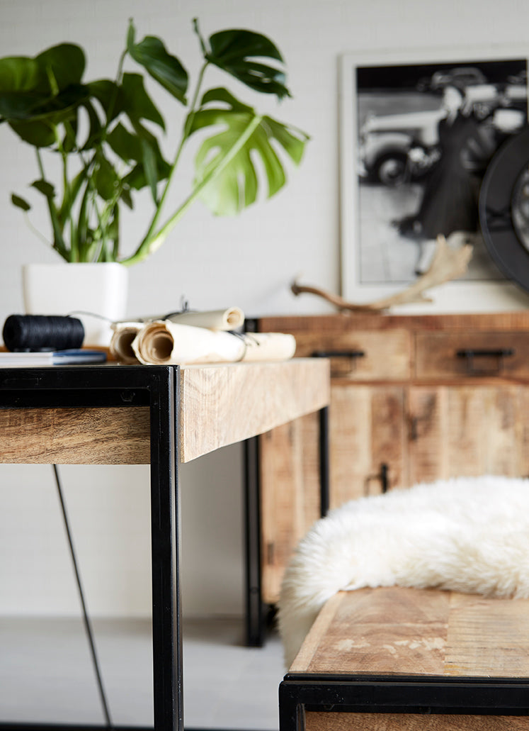 Westhought Industrial Metal & Wood Dining Table - Medium