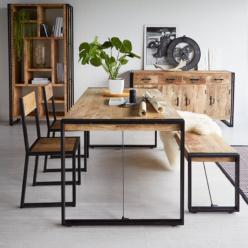 Westhought Industrial Metal & Wood Dining Table - Medium