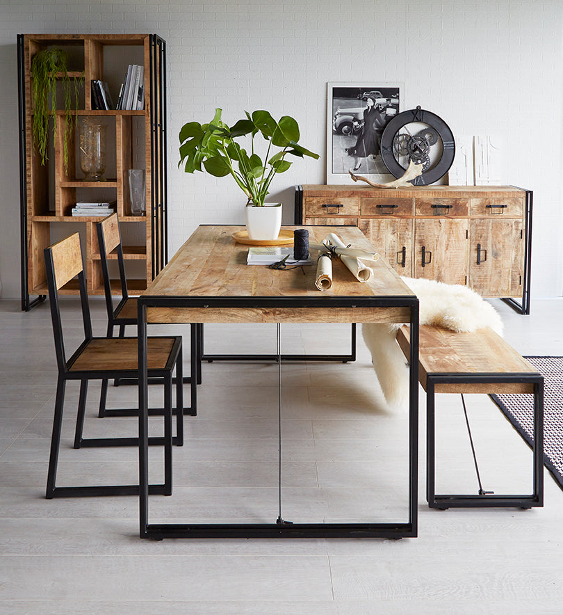 Westhought Industrial Metal & Wood Dining Table - Medium