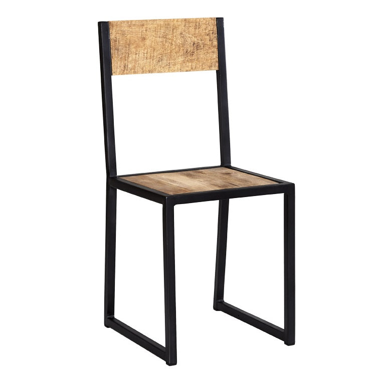 Vogo Industrial Metal & Wood Dining Chair - Set of 2