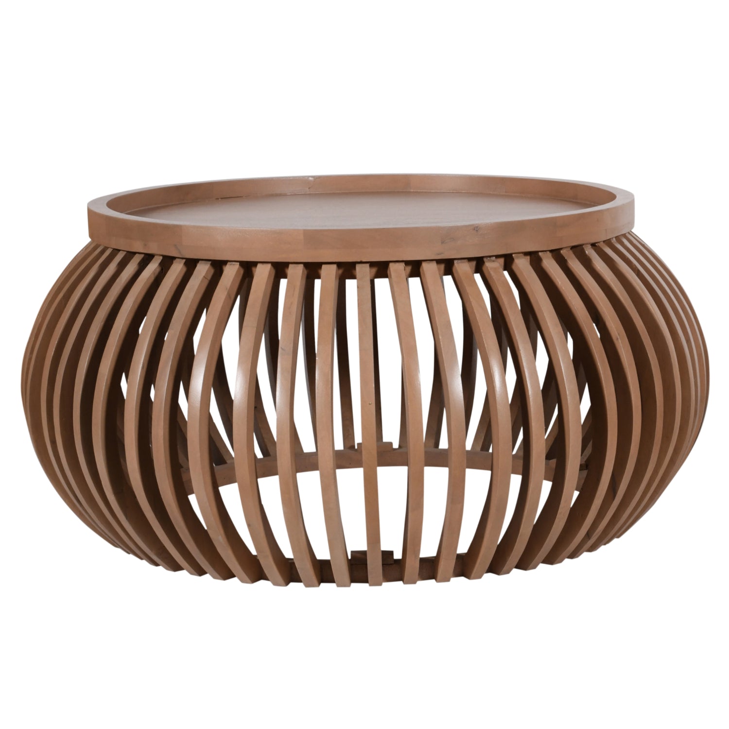 Calista Solid Wood Small Round Low Coffee Table