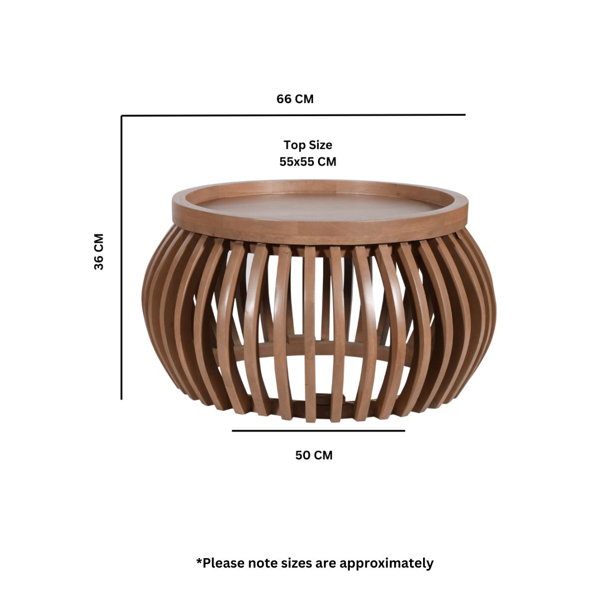 Calista Solid Wood Small Round Low Coffee Table