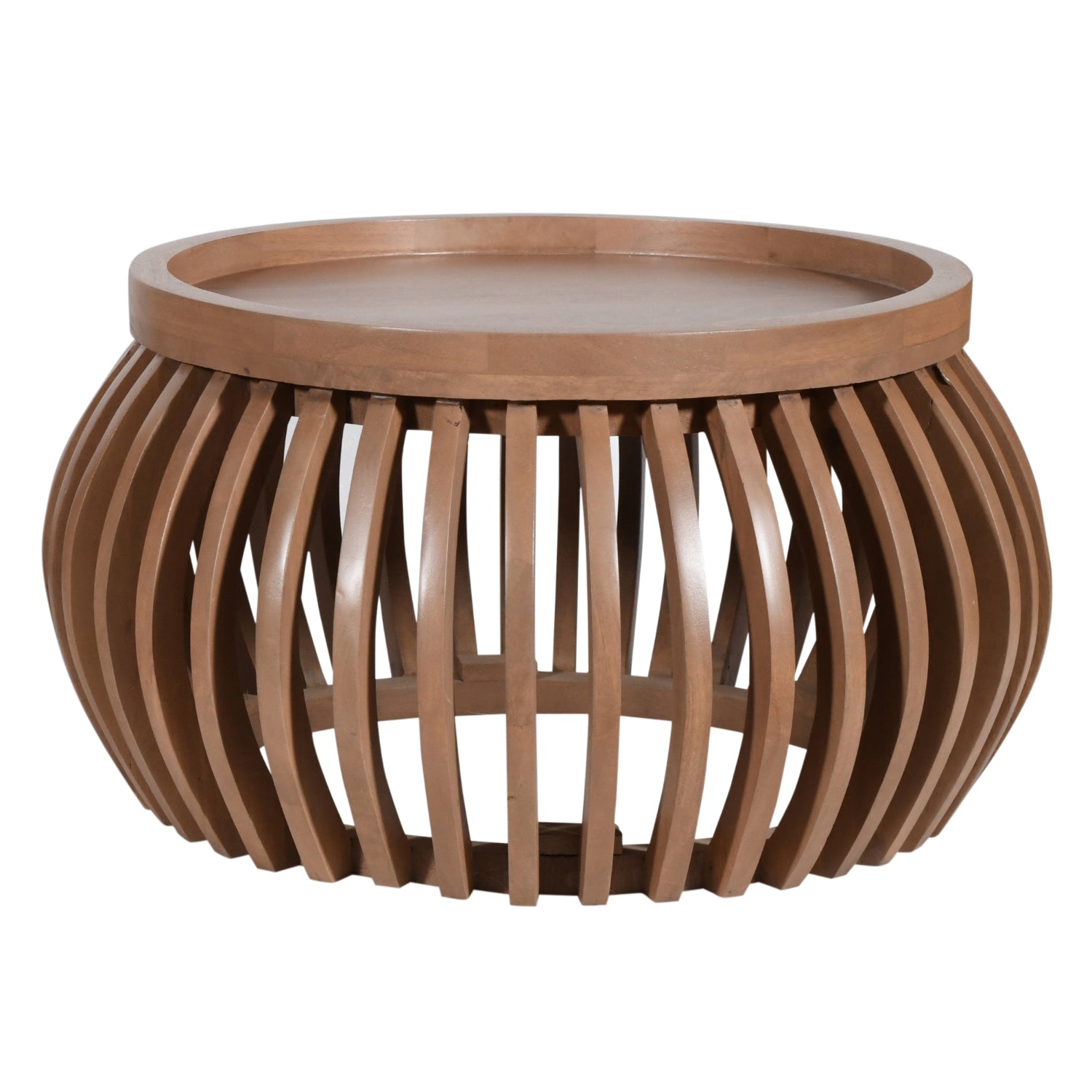 Calista Solid Wood Small Round Low Coffee Table