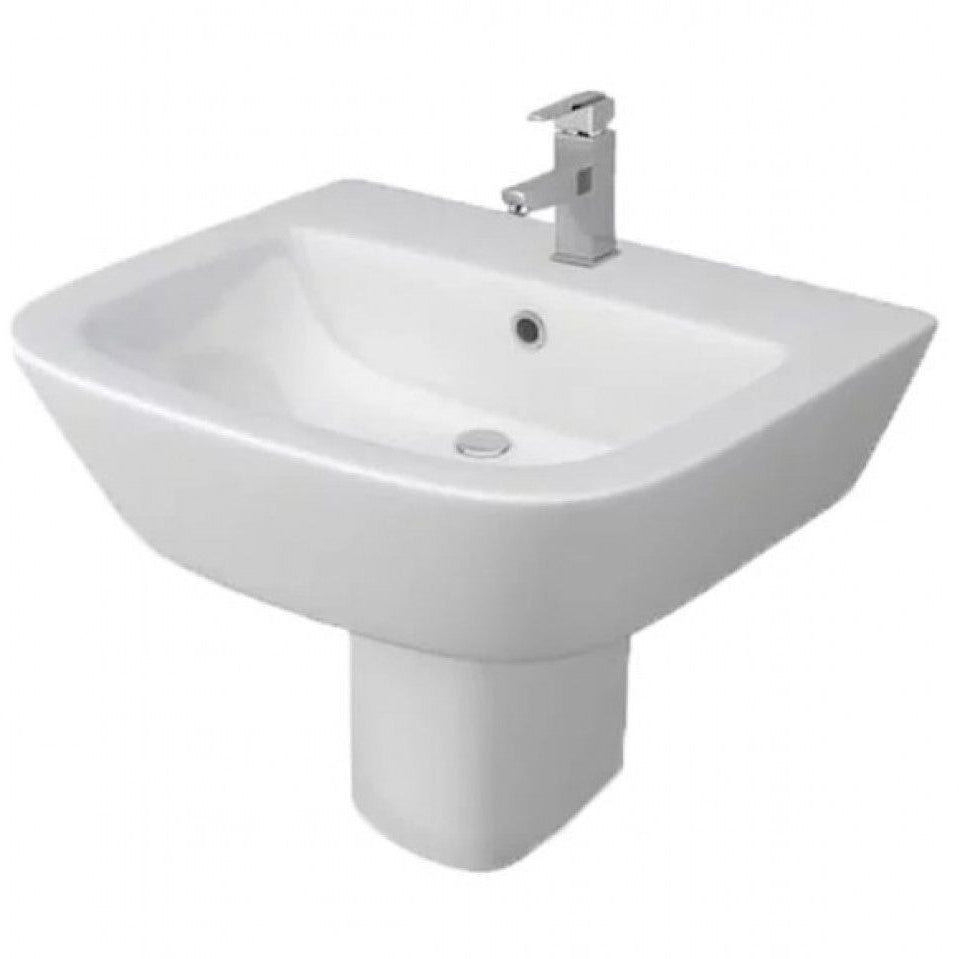 Indus Square 530mm 1th Basin With Semi Pedestal