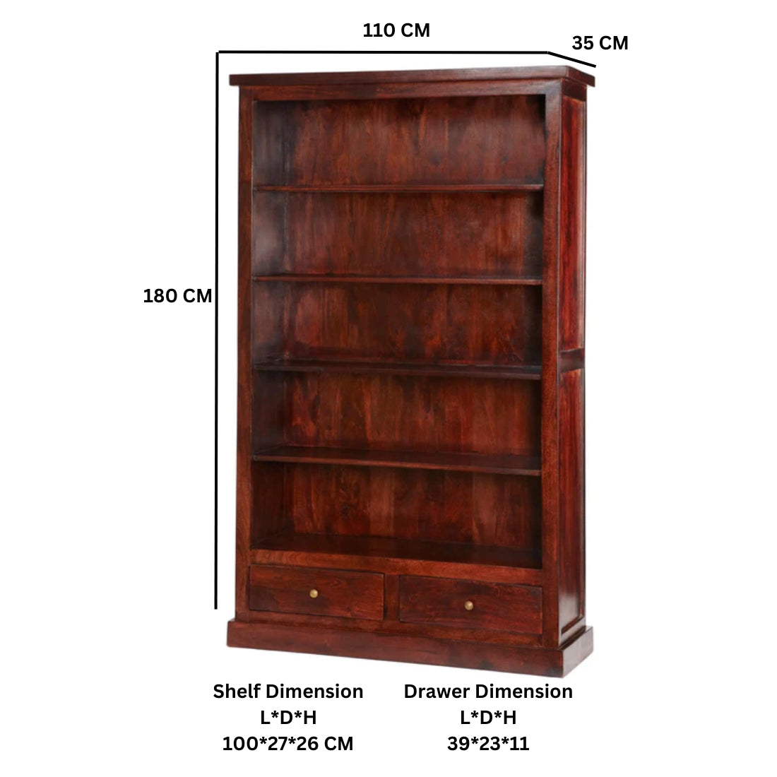 Anstead Dark Mango Large Bookcase