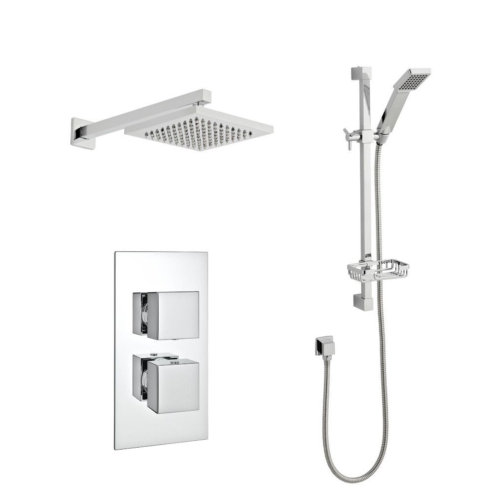 Jane Puro Thermostatic Concealed Shower With Slide Rail Kit & Overhead Drencher