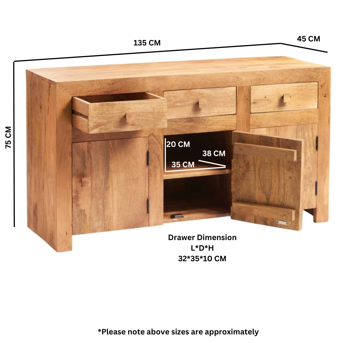 Clasby Light Mango Large Sideboard