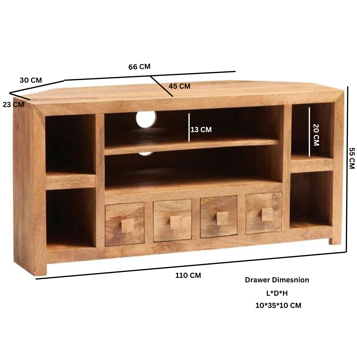 Clasby Light Mango Corner Tv Unit - 110cm