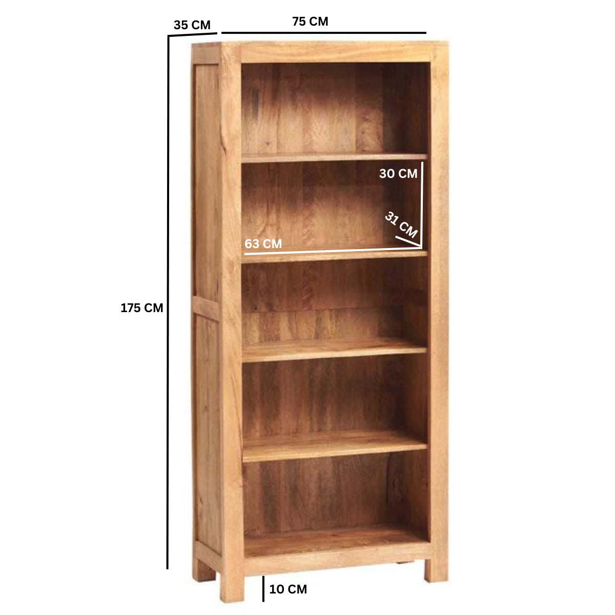 Clasby Light Mango Large Open Bookcase