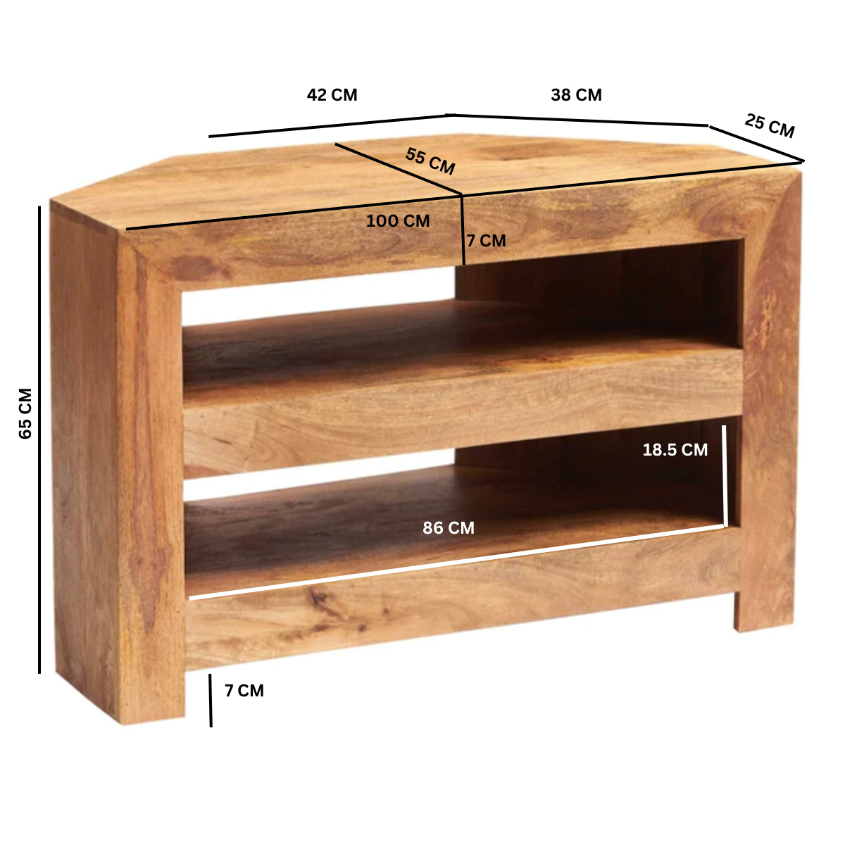 Clasby Light Mango Corner Tv Unit - 100cm