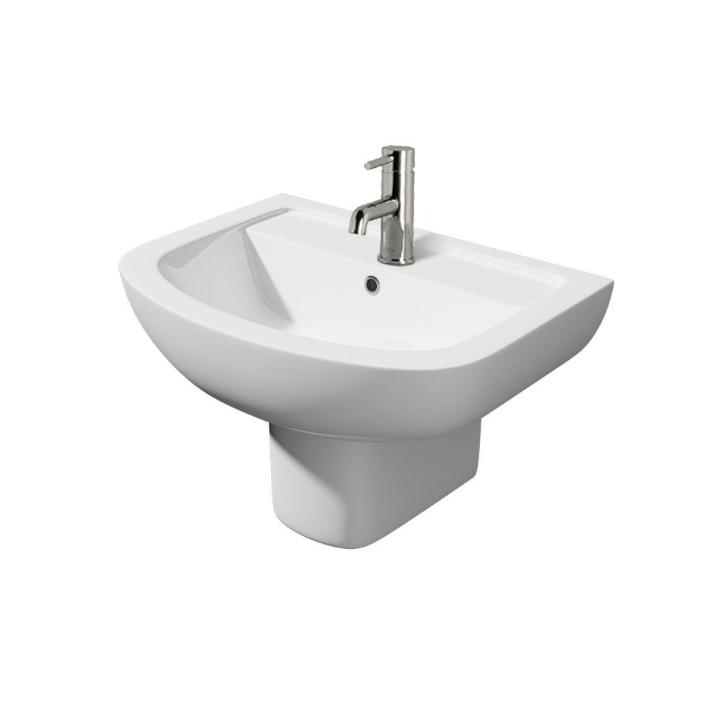 Ludos 550mm 1th Basin With Semi Pedestal