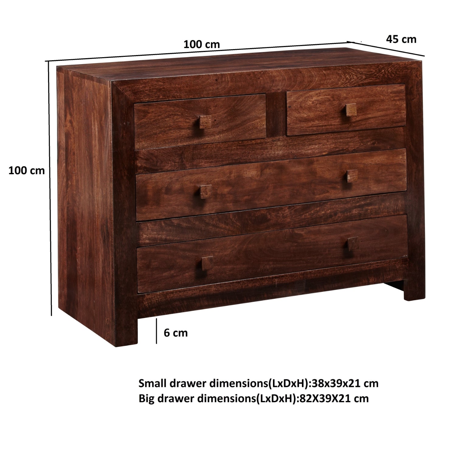Clasby Dark Mango 4 Drawer Dressing Chest