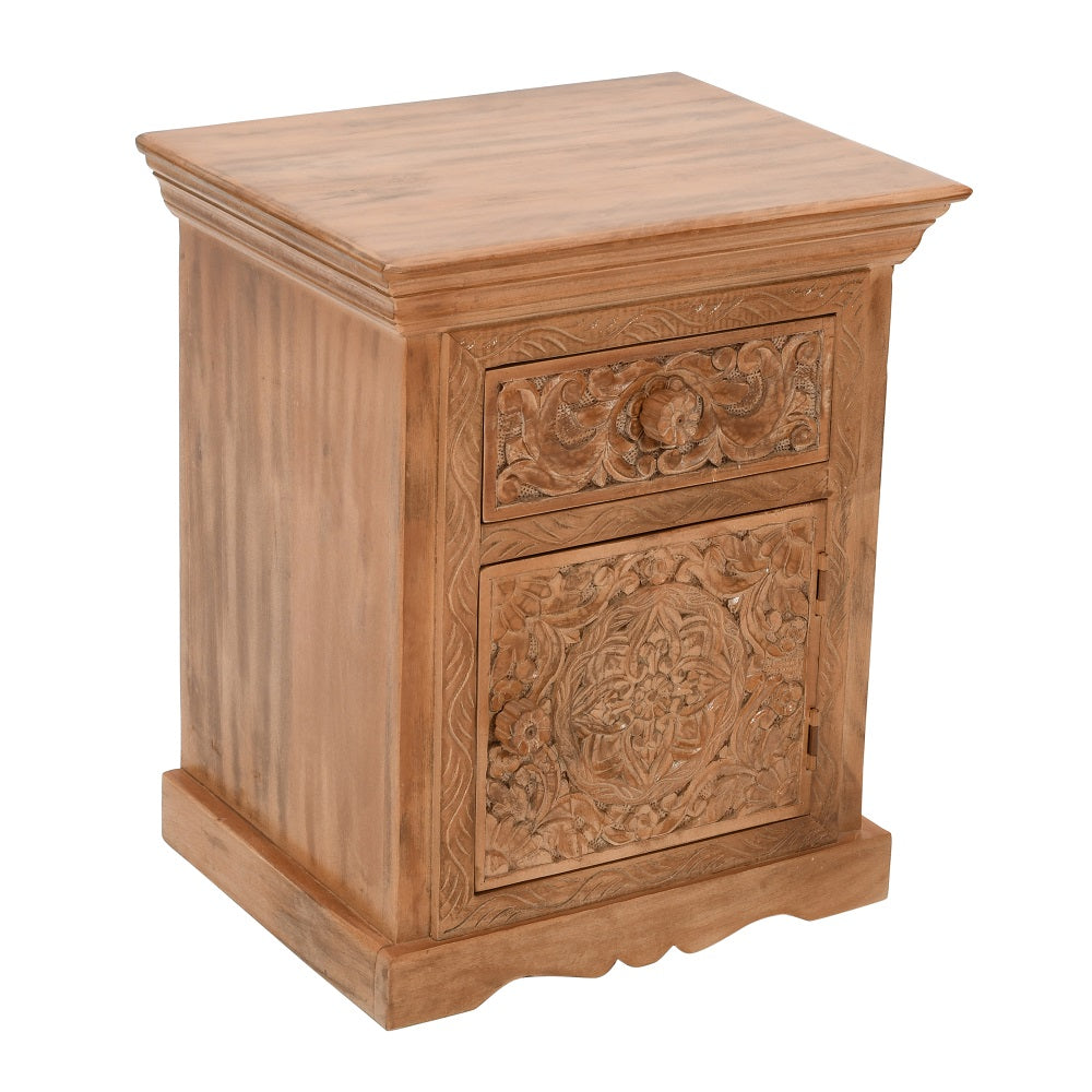Abingdon Mango Wood Bedside Table With Storage