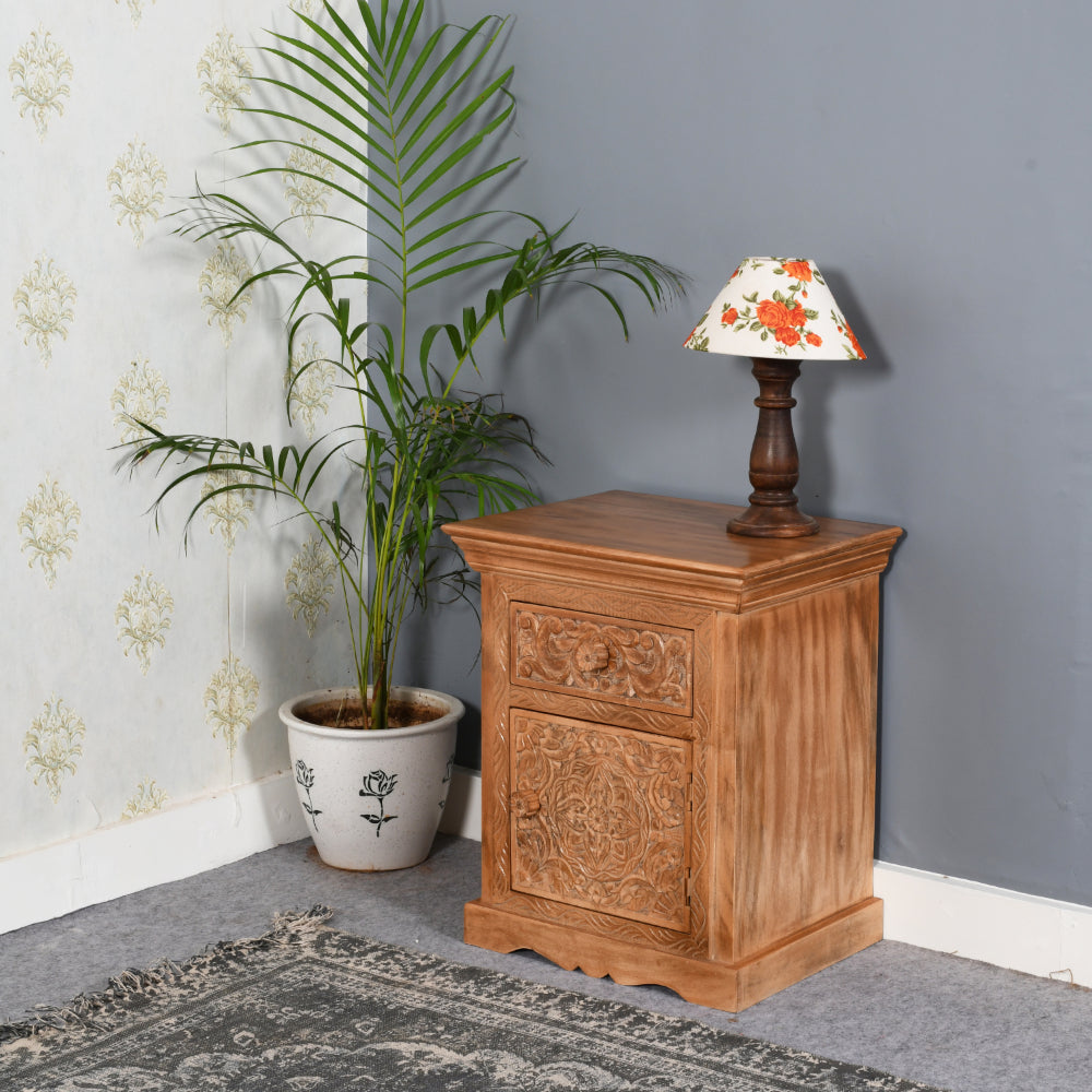 Abingdon Mango Wood Bedside Table With Storage