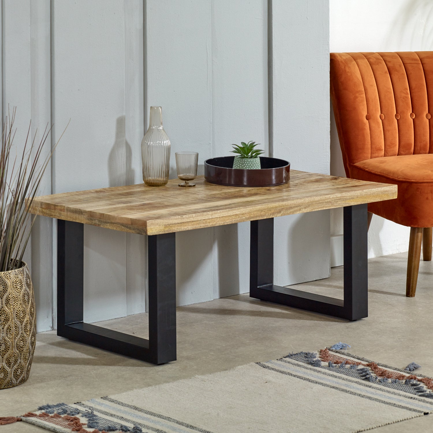 Vogo Solid Wood & Metal Coffee Table