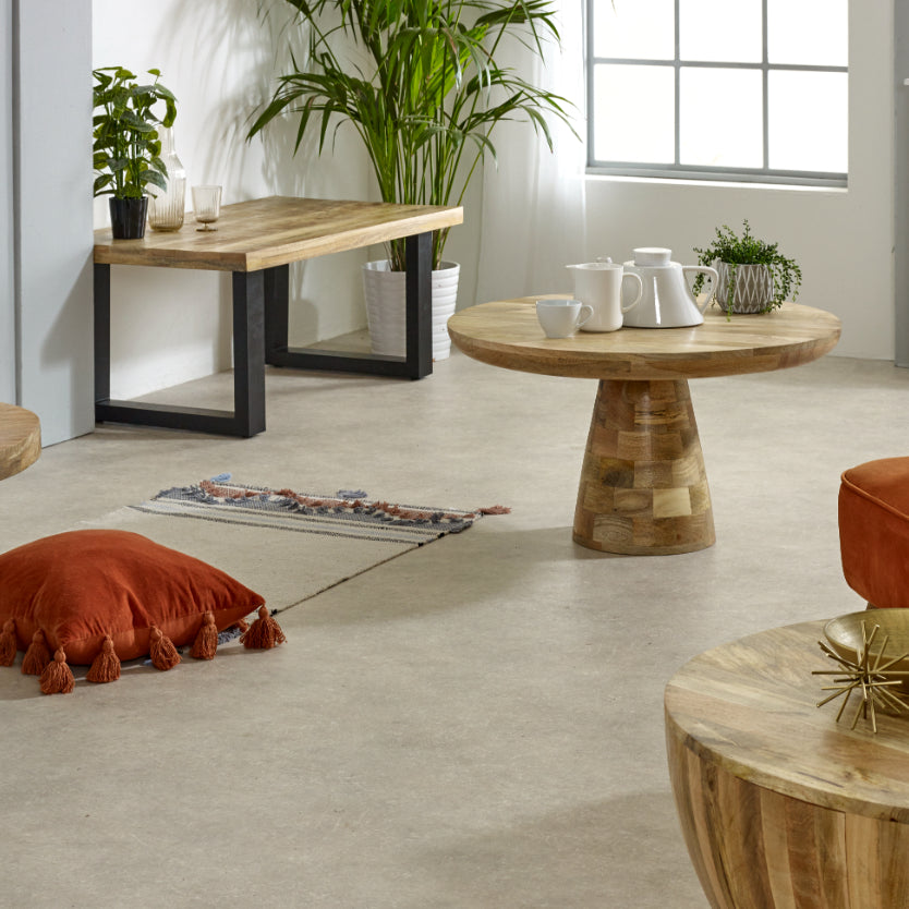 Vogo Solid Wood & Metal Coffee Table