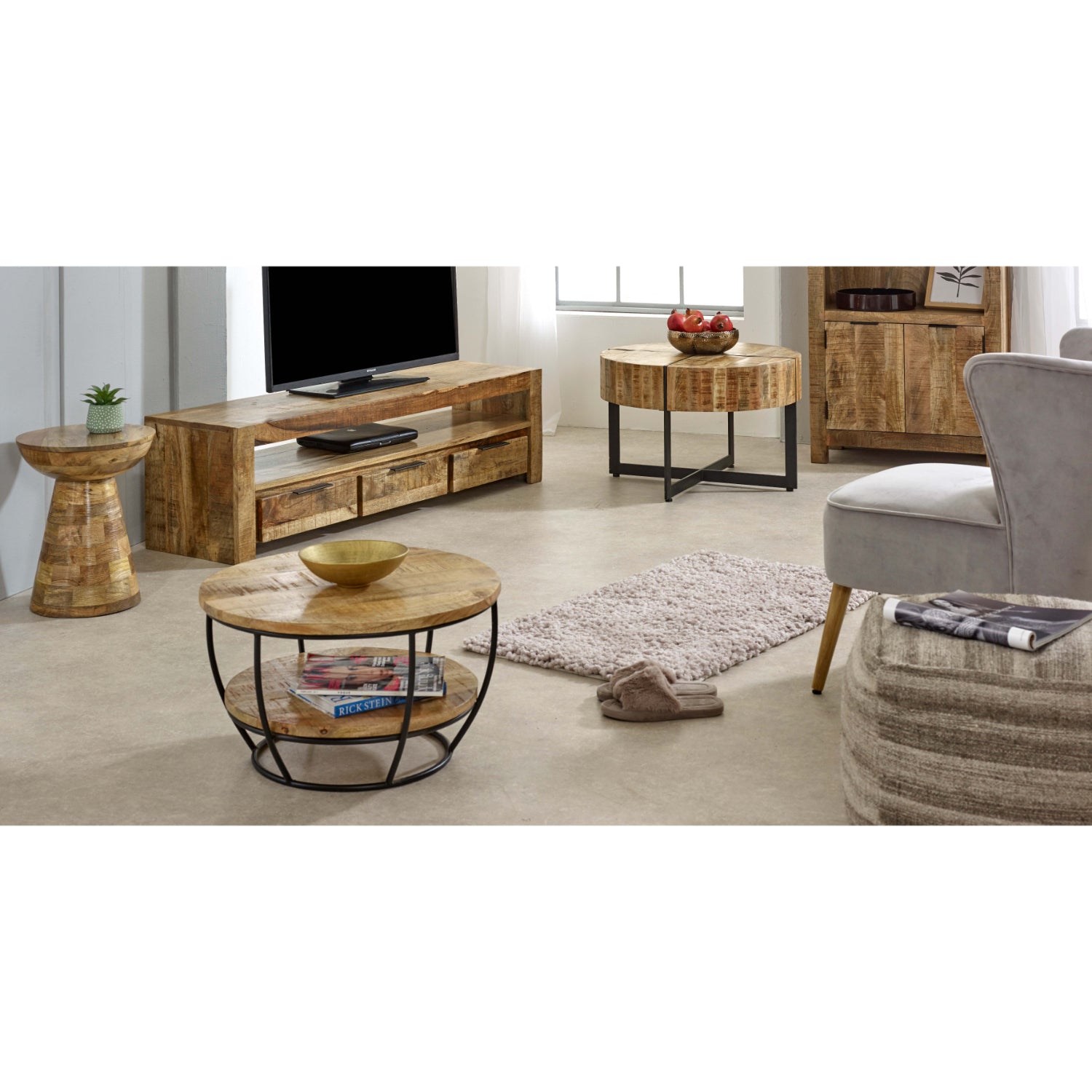 Vogo Solid Wood Large Tvc With 3 Drawers