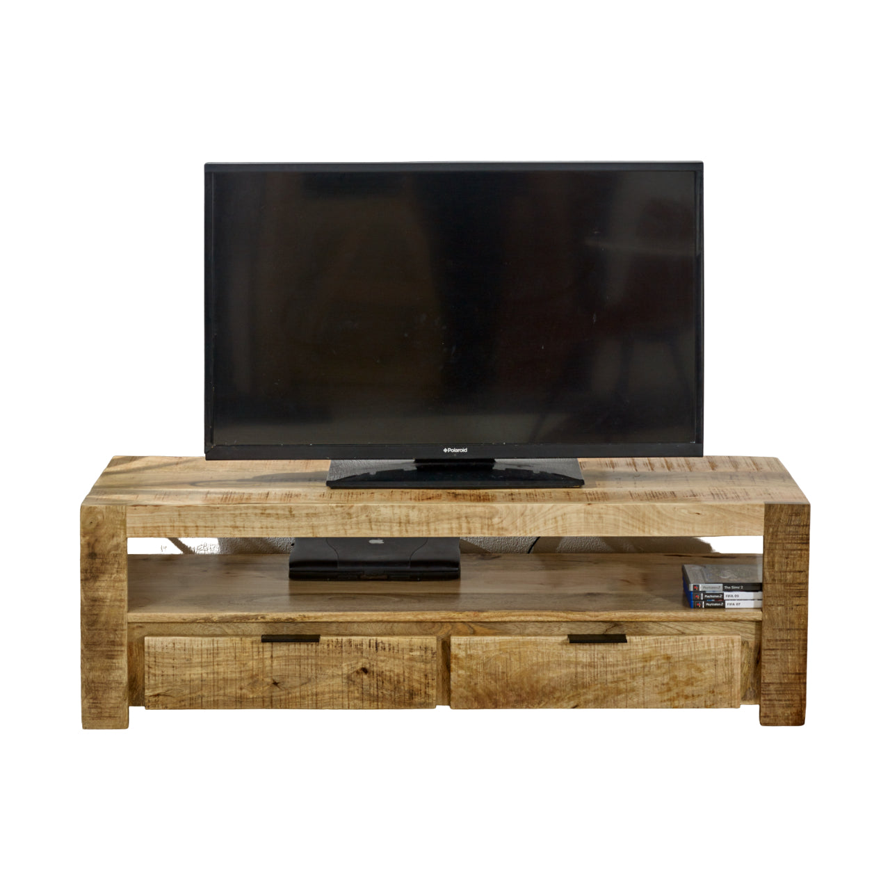 Vogo Solid Wood Tv Stand With 2 Drawers