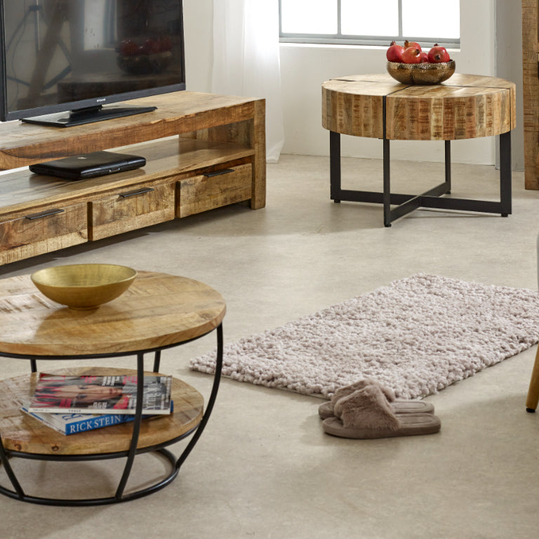  Solid Wood Round Side Table Mushroom Style, Elegant And Versatile