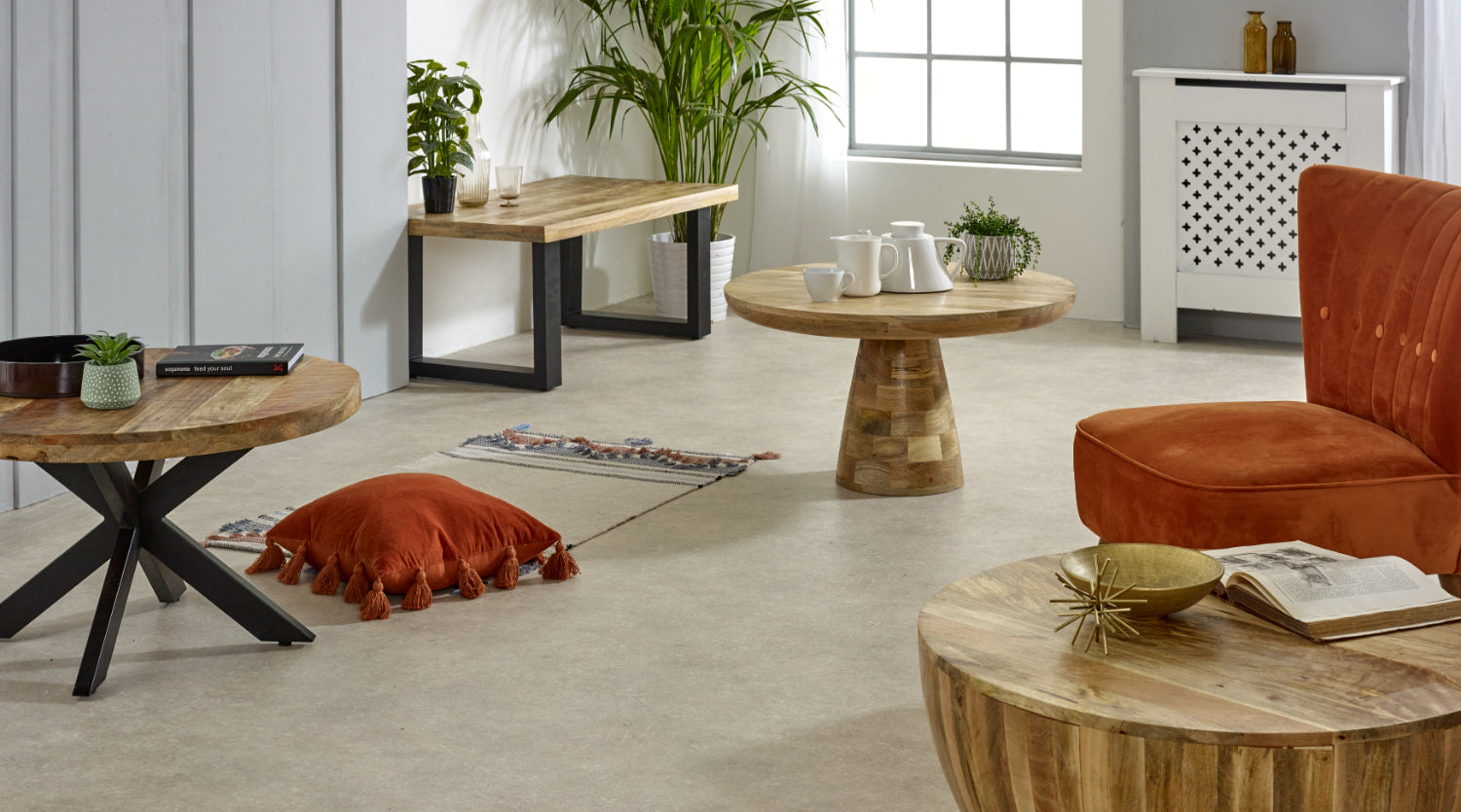 Vogo Solid Wood Coffee Table Mushroom Style