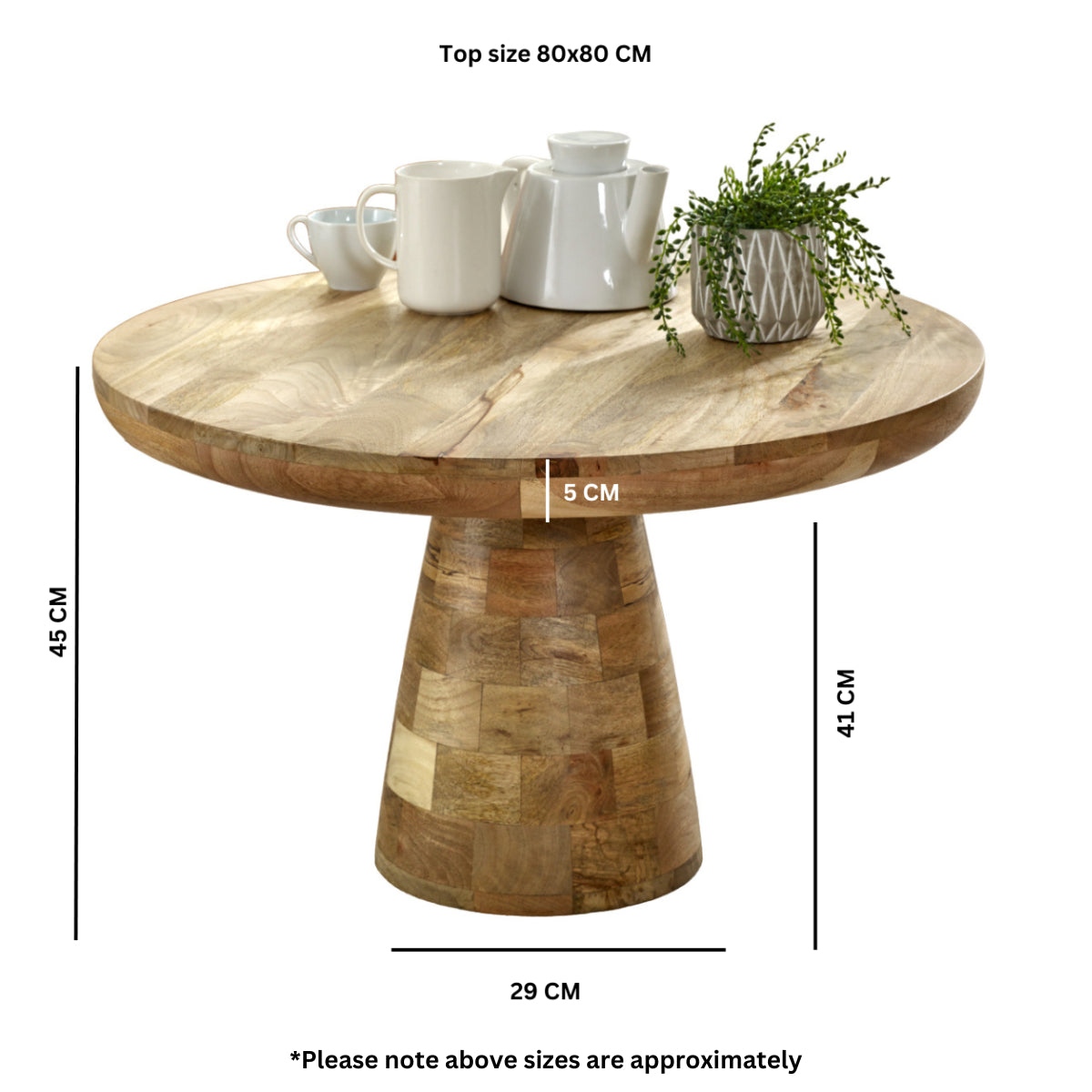 Vogo Solid Wood Coffee Table Mushroom Style