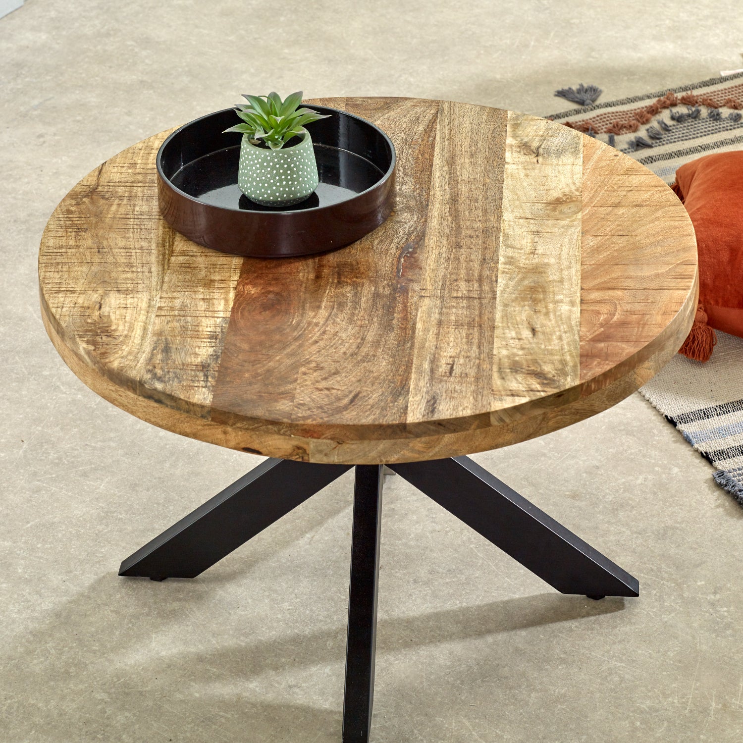 Vogo Solid Wood Coffee Table With Metal Spider Legs