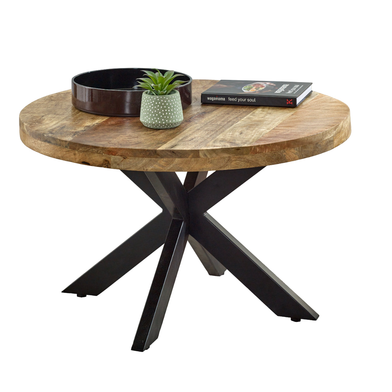 Vogo Solid Wood Coffee Table With Metal Spider Legs