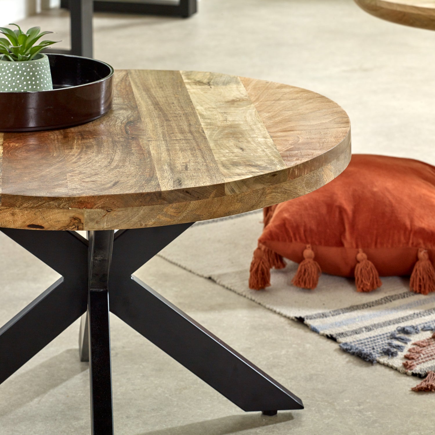 Vogo Solid Wood Coffee Table With Metal Spider Legs
