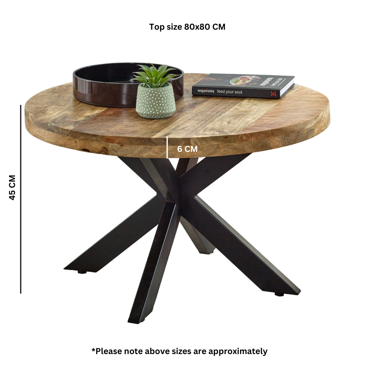 Vogo Solid Wood Coffee Table With Metal Spider Legs