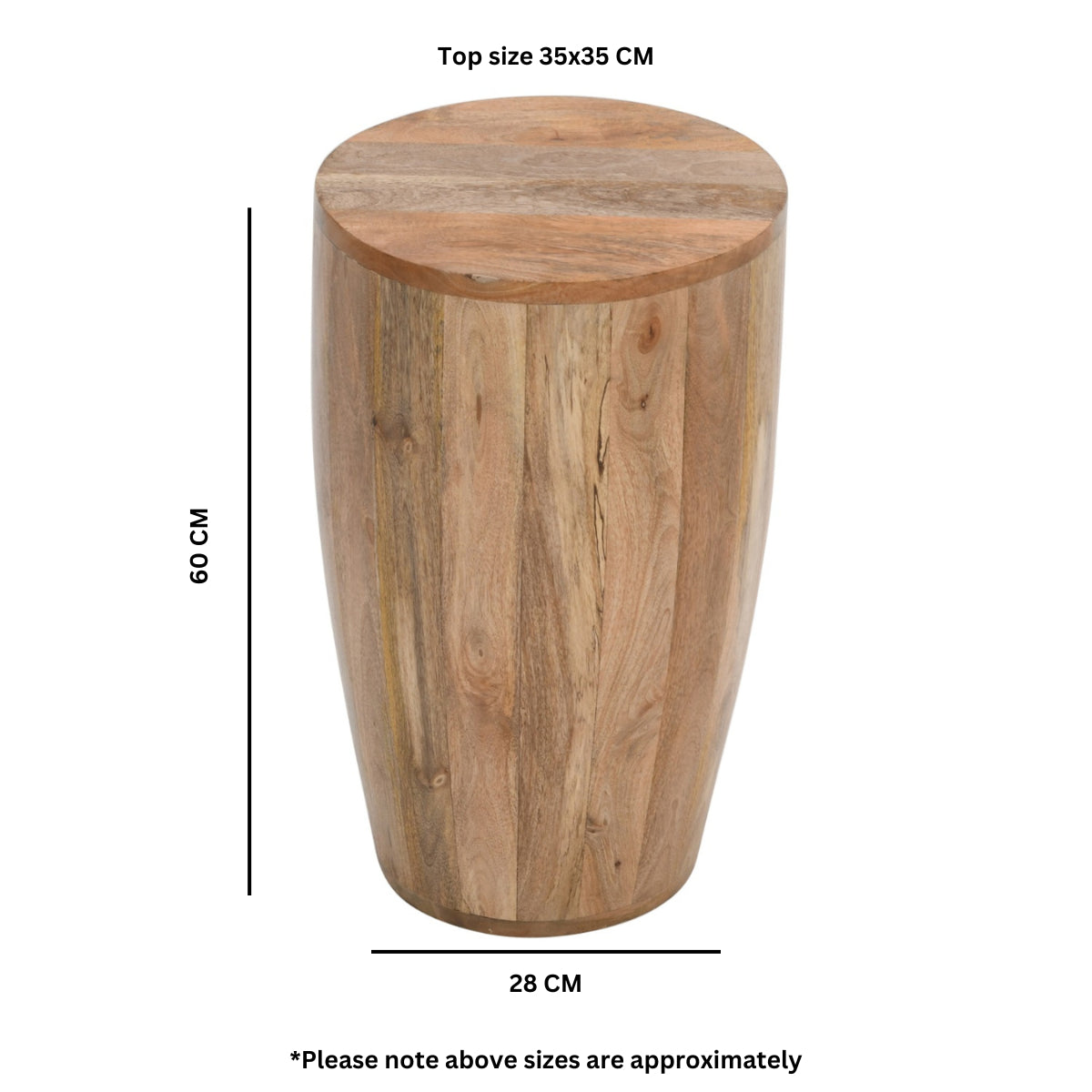 Vogo Solid Wood Drum Side Table