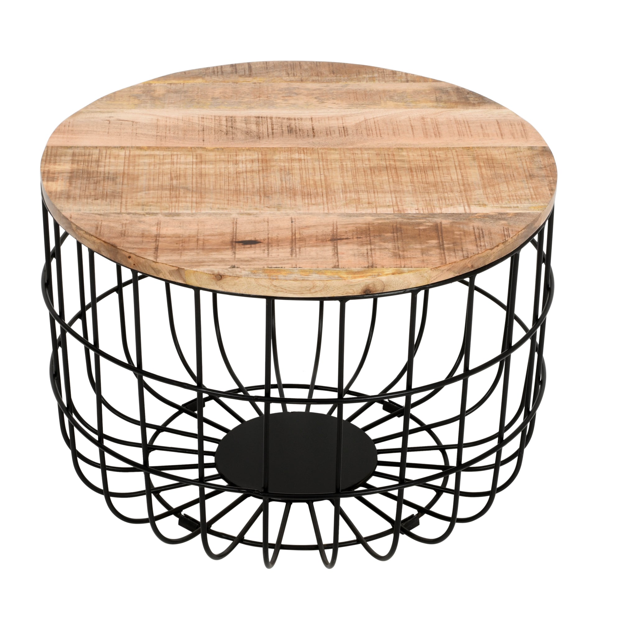 Vogo Solid Wood & Metal Wire Coffee Table