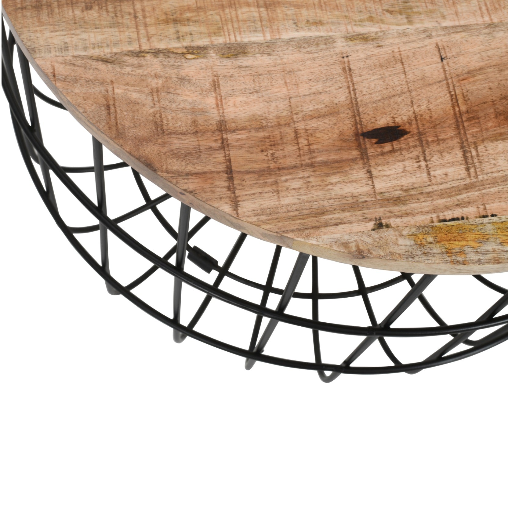 Vogo Solid Wood & Metal Wire Coffee Table