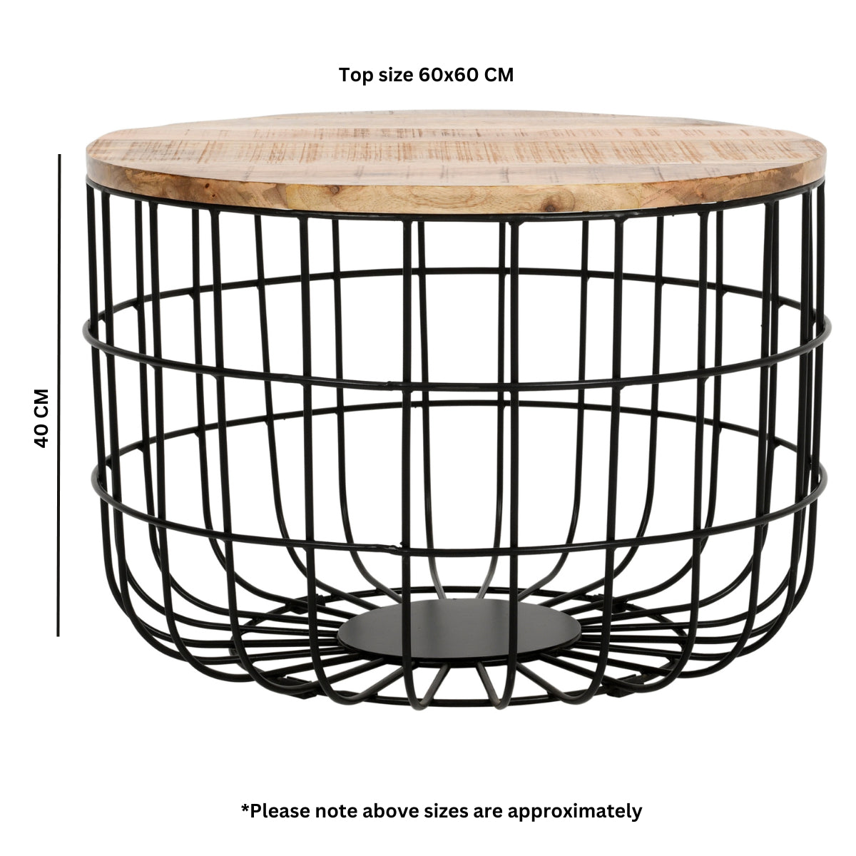 Vogo Solid Wood & Metal Wire Coffee Table