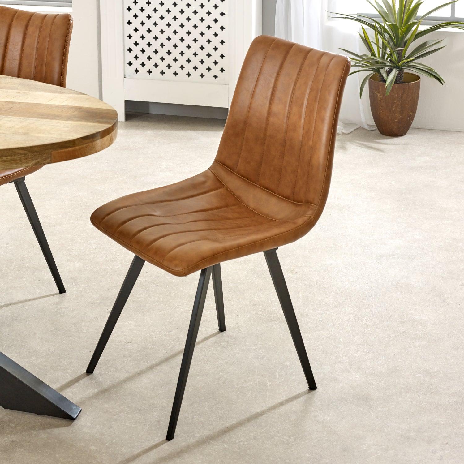 Vogo Solid Wood & Metal Oval Dining Table 6-8 Seater