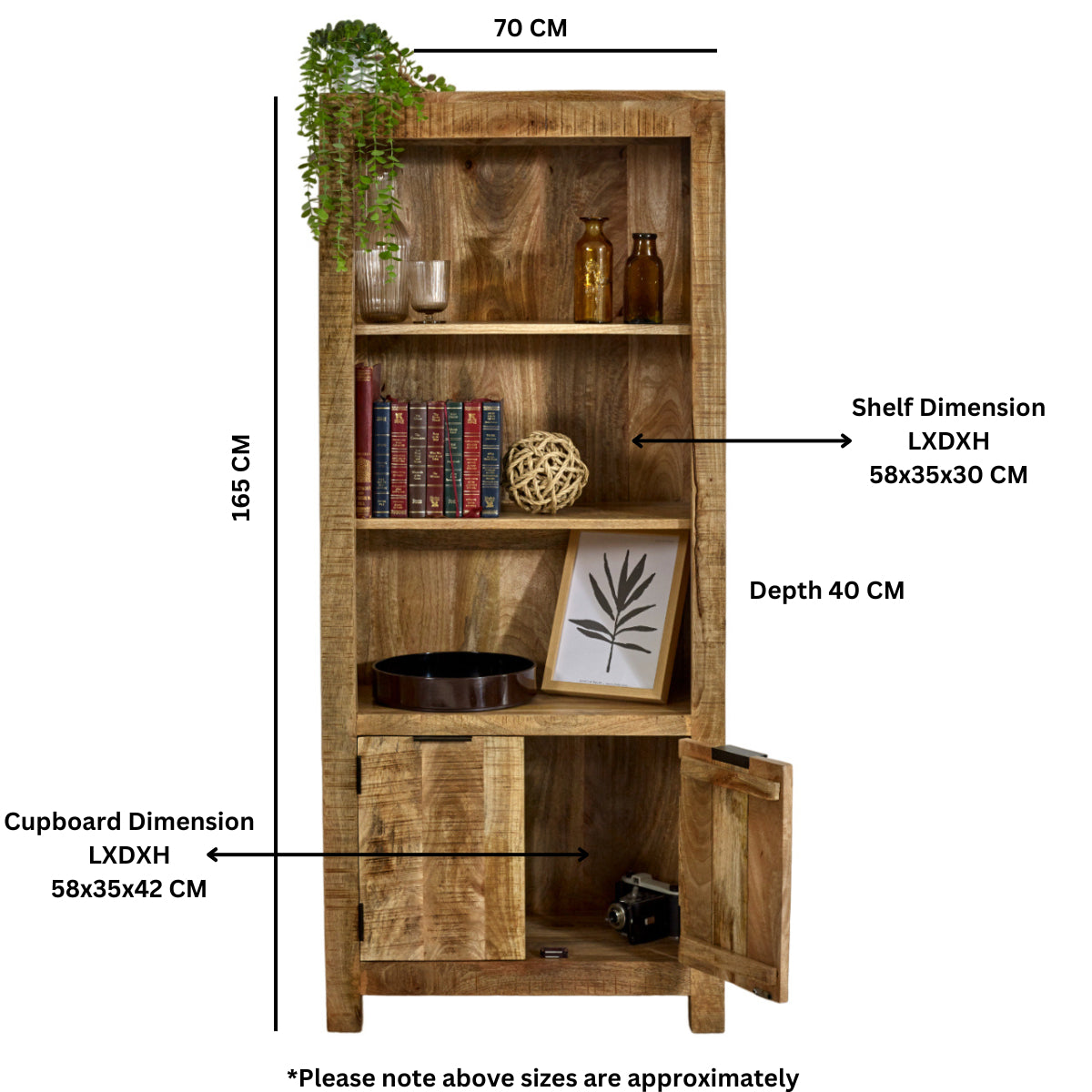 Vogo Solid Wood Bookcase With Doors