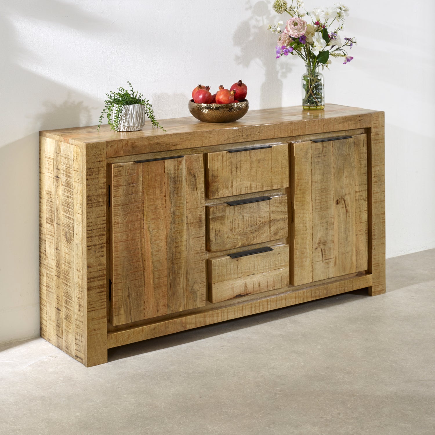Vogo Solid Wood Large Sideboard 2 Door 3 Drawer