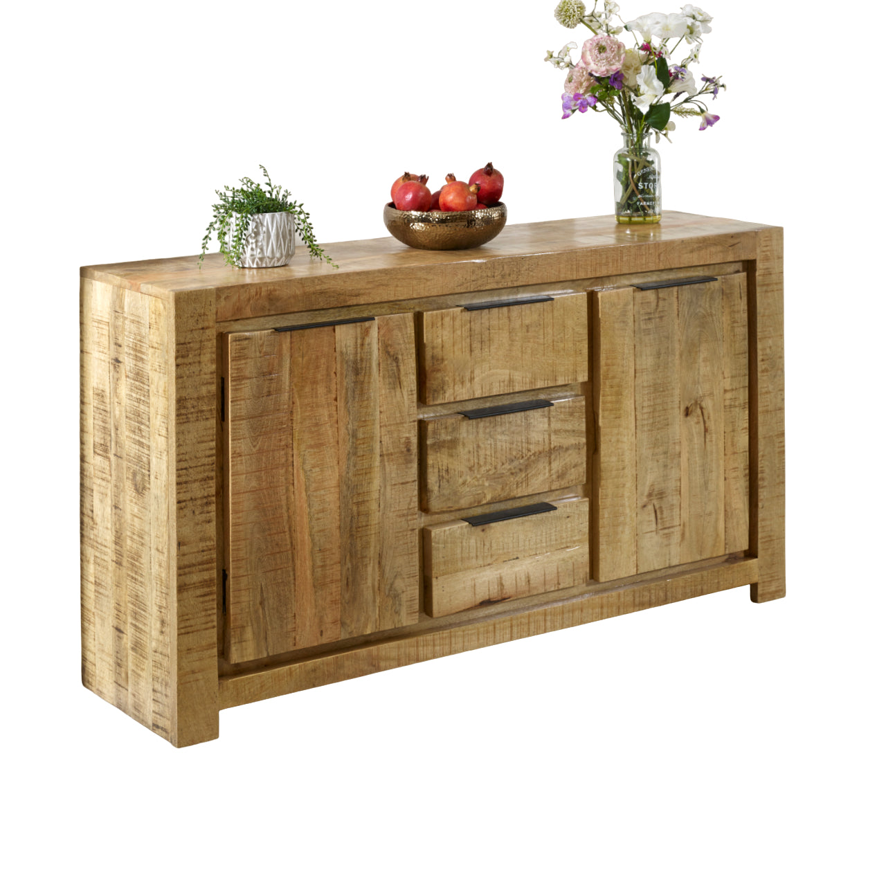 Vogo Solid Wood Large Sideboard 2 Door 3 Drawer