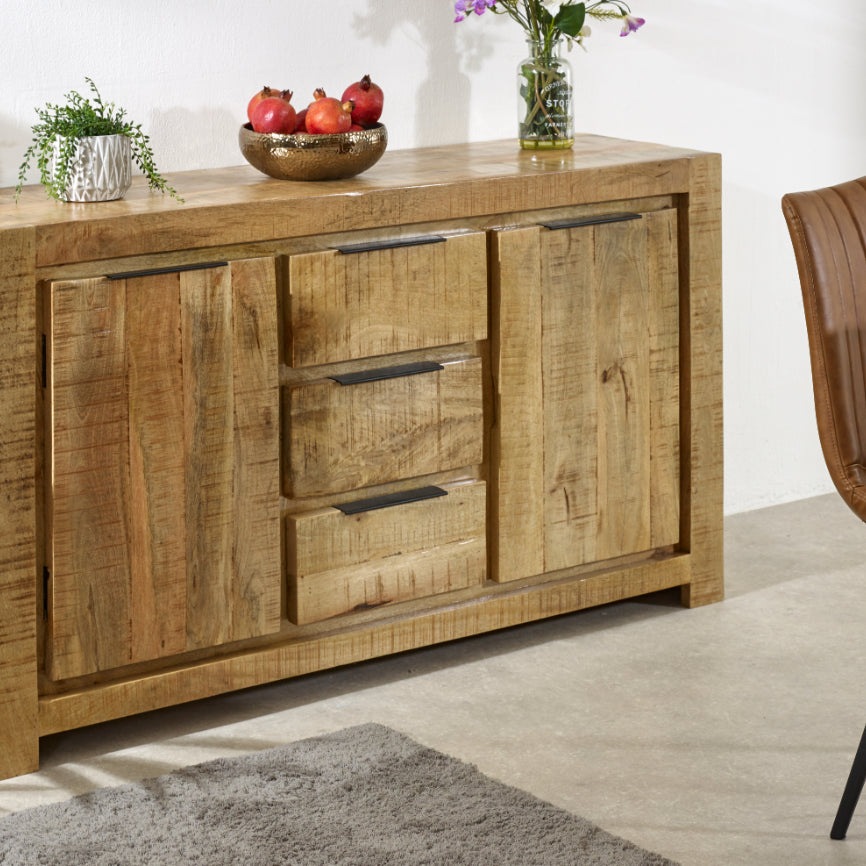 Vogo Solid Wood Large Sideboard 2 Door 3 Drawer