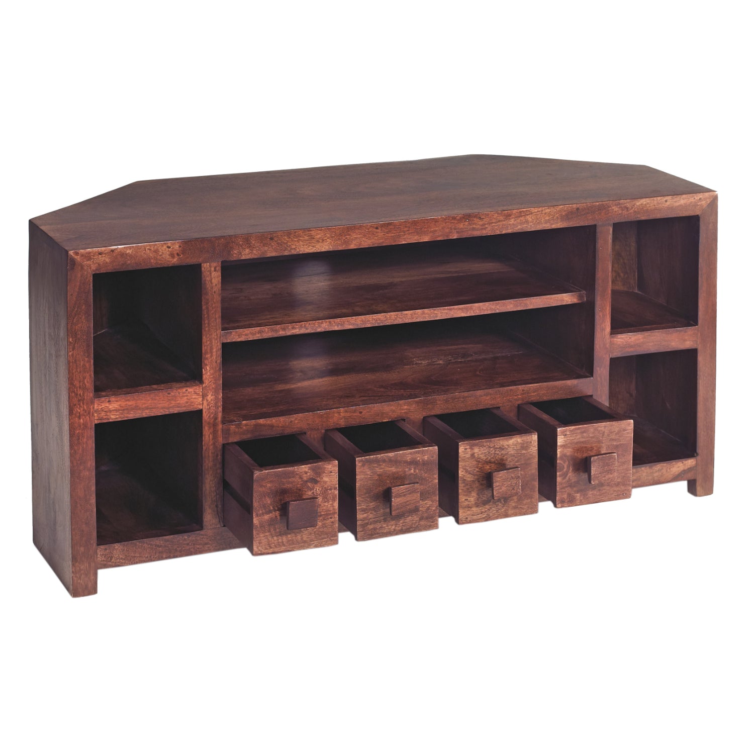 Clasby Dark Mango Corner Tv Unit