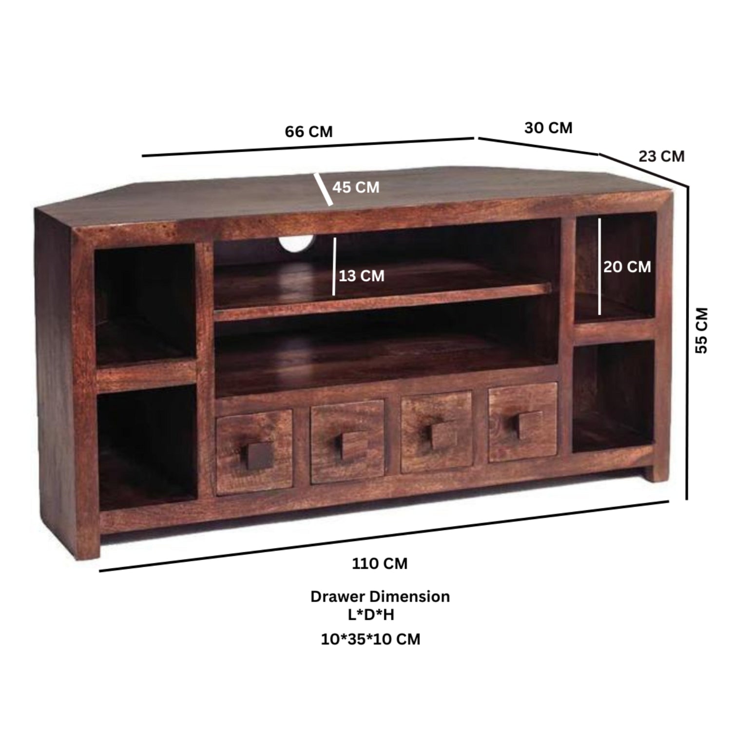 Clasby Dark Mango Corner Tv Unit