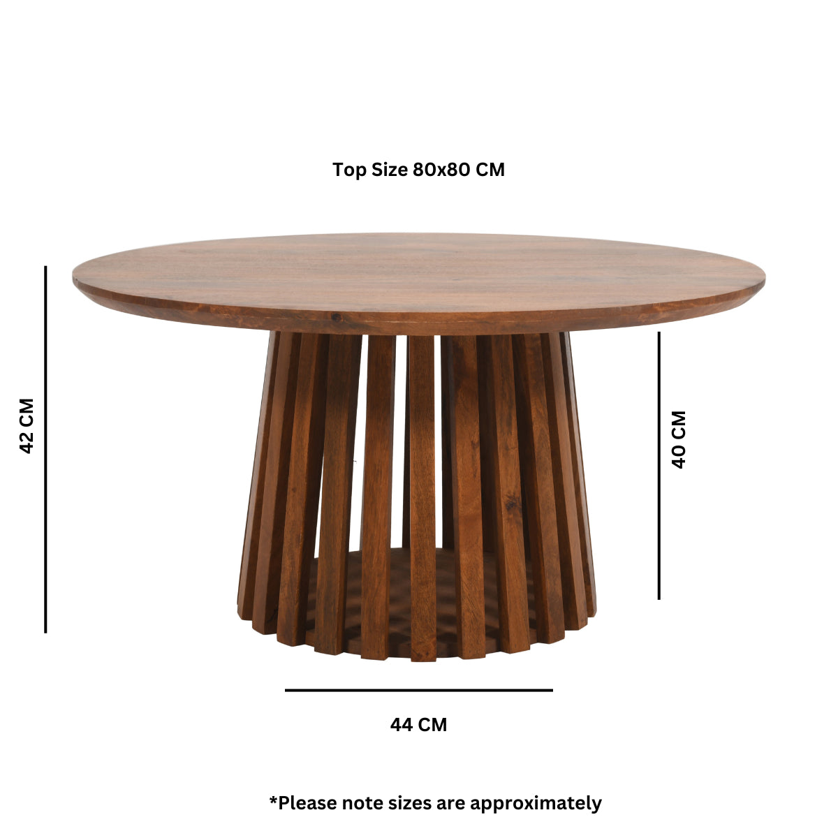 Farris Mango Wood Round Coffee Table 80Cm