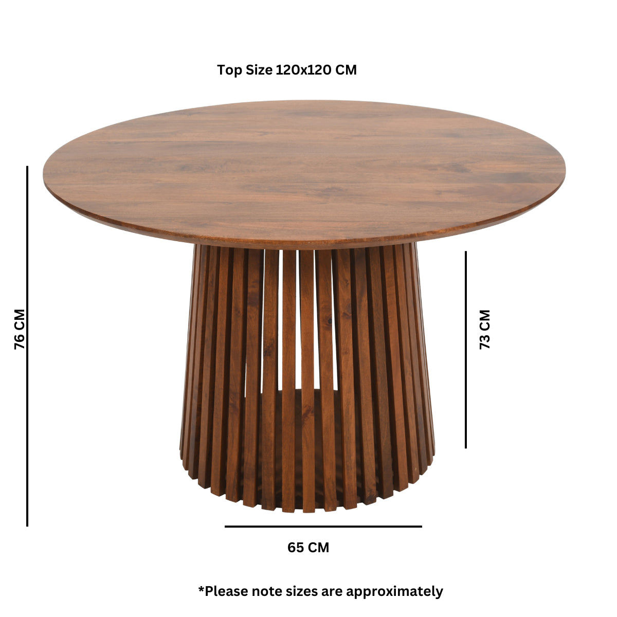 Farris Mango Wood Round Dining Table 4 To 6 Seater