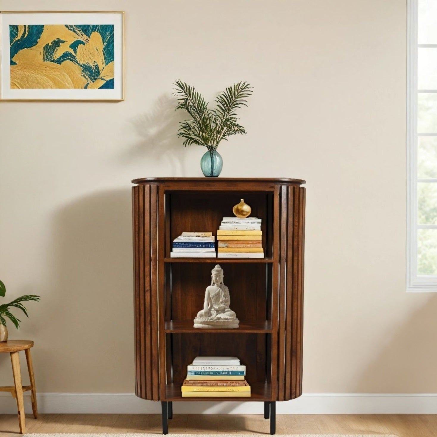 Farris Mango Wood Bookcase- Medium High