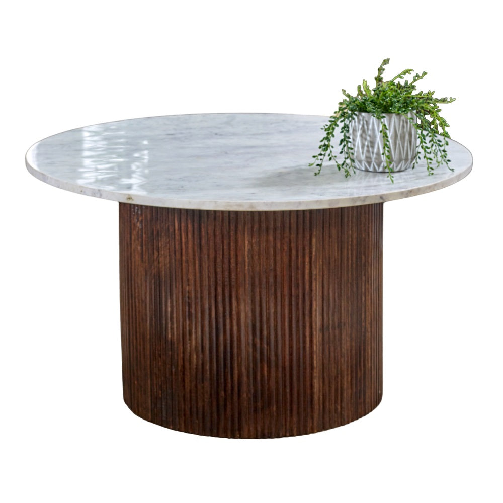 Cardella Mango Wood Coffee Table With Marble Top