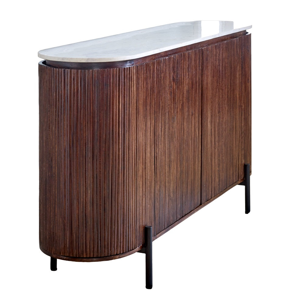 Cardella Mango Wood Sideboard With Marble Top & Metal Legs