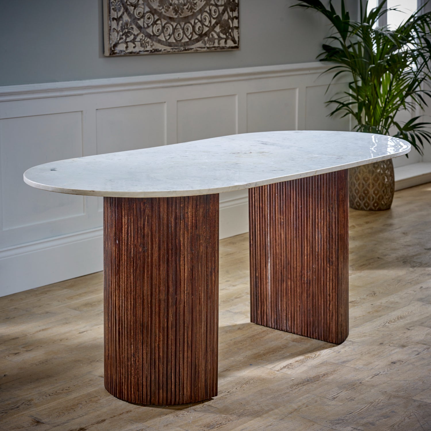 Cardella Mango Wood Dining Table 170Cm With Marble Top