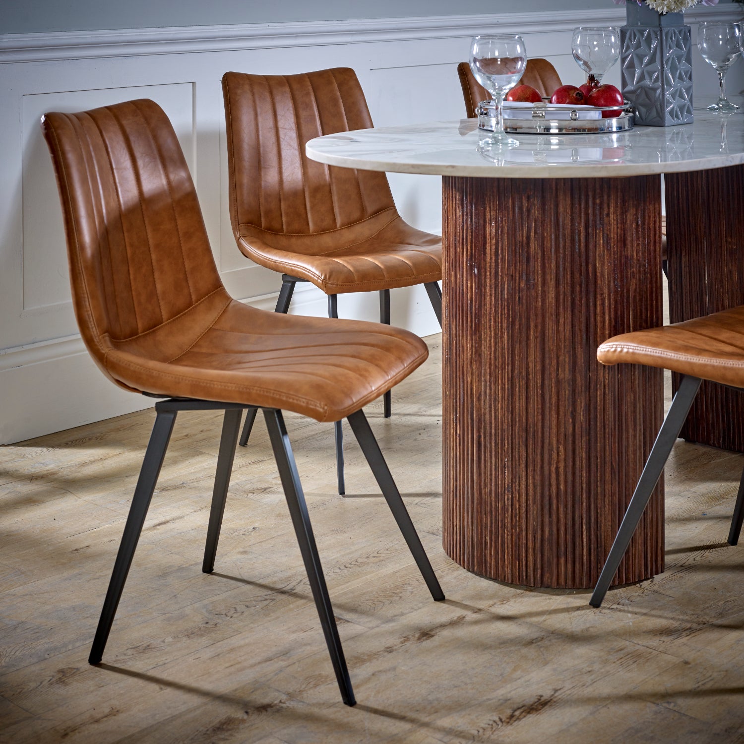 Cardella Mango Wood Dining Table 170Cm With Marble Top