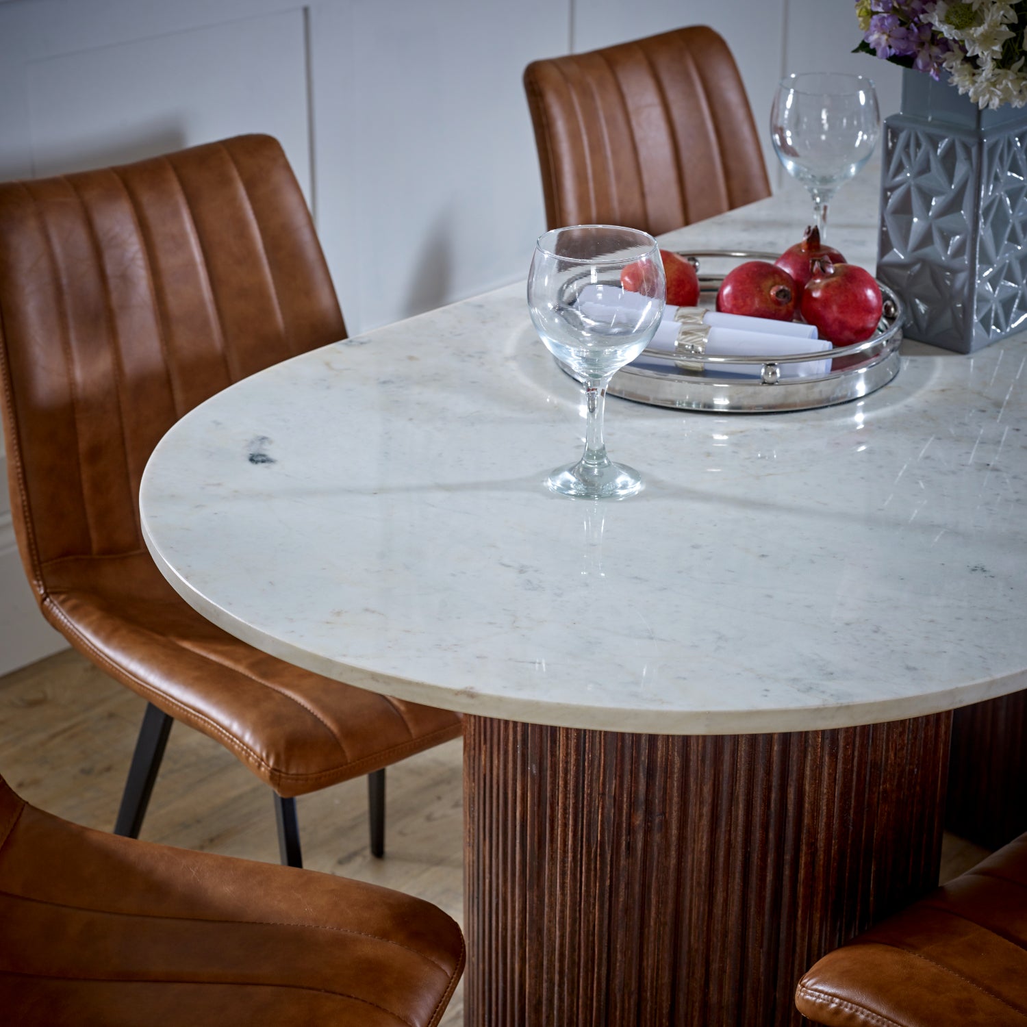 Cardella Mango Wood Dining Table 170Cm With Marble Top