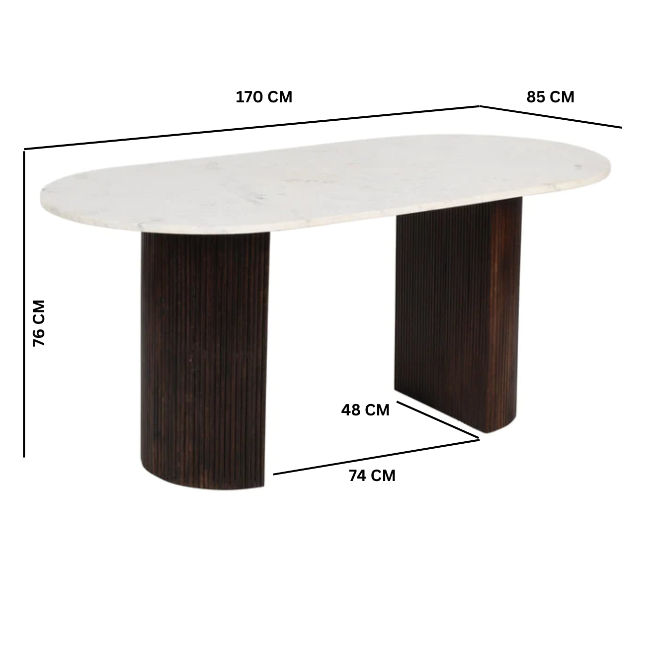 Cardella Mango Wood Dining Table 170Cm With Marble Top