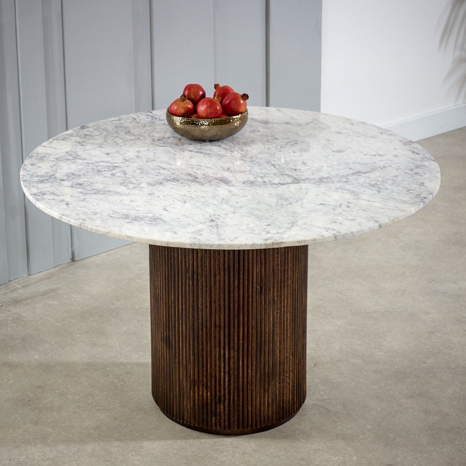 Cardella Mango Wood Dining Table Round With Marble Top